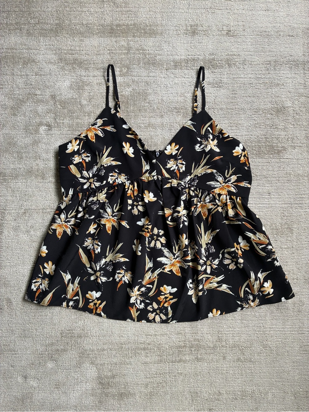 Black Floral Spaghetti-Strap Tank Top
